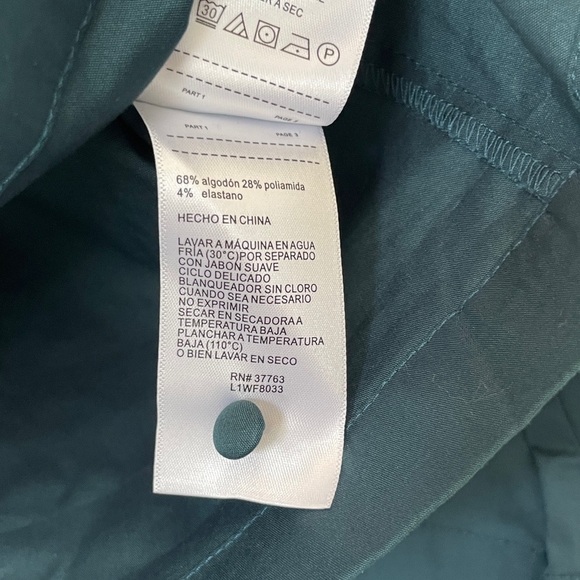 NWT LAUNDRY By Shelli Segal Teal Square Neck Poplin Top Reflecting Pond - Picture 7 of 8